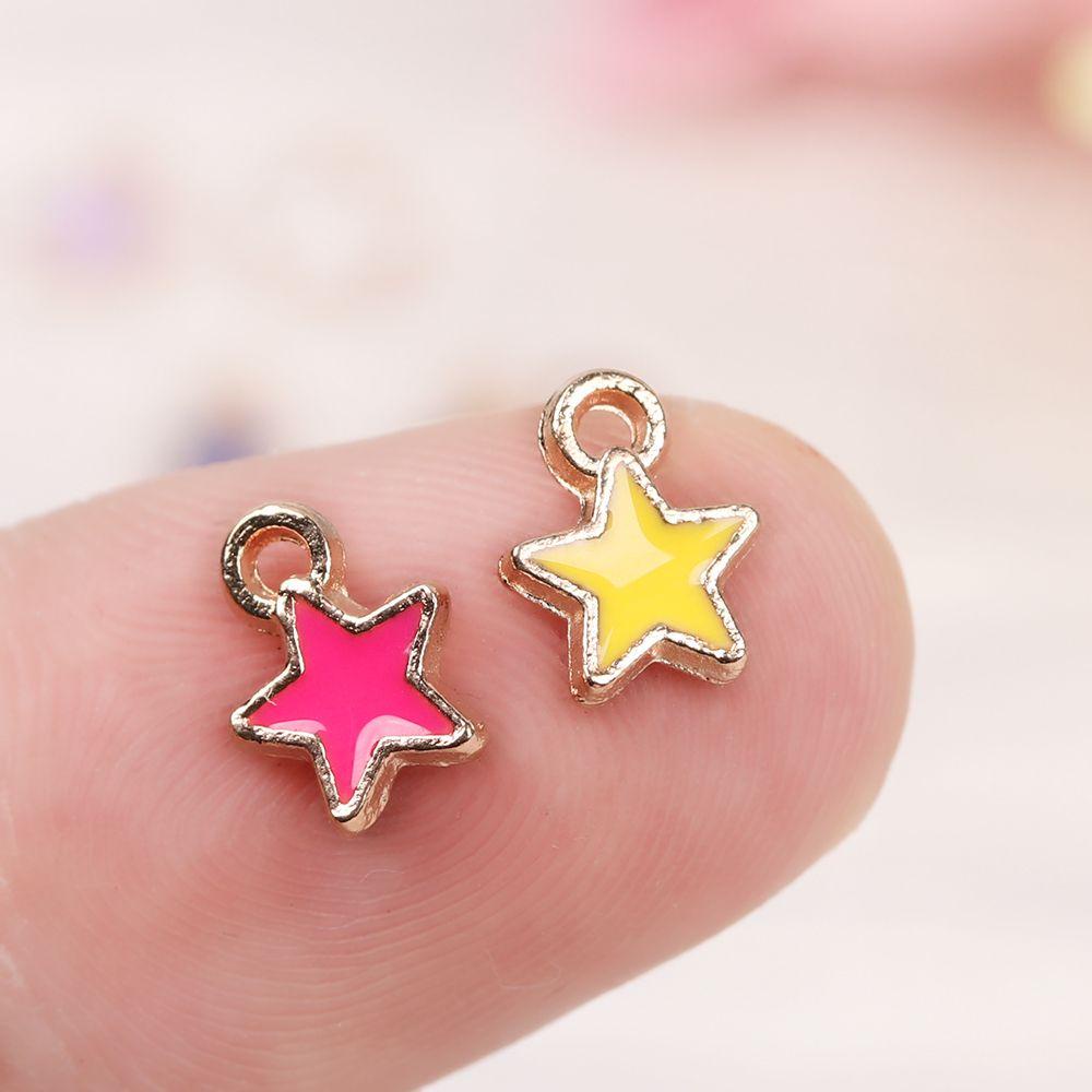 Lily 50 Pcs Enamel Bintang Charms Fashion Handmade Kalung Warna Permen Anting Gelang Pentagram Liontin