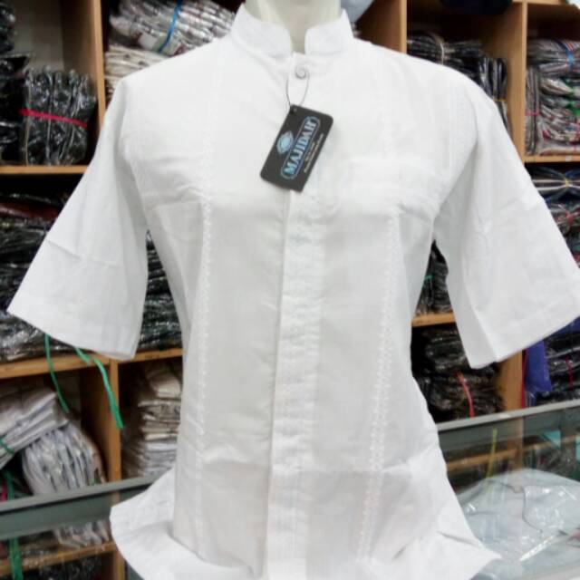 Baju koko putih katun bordir koko pria