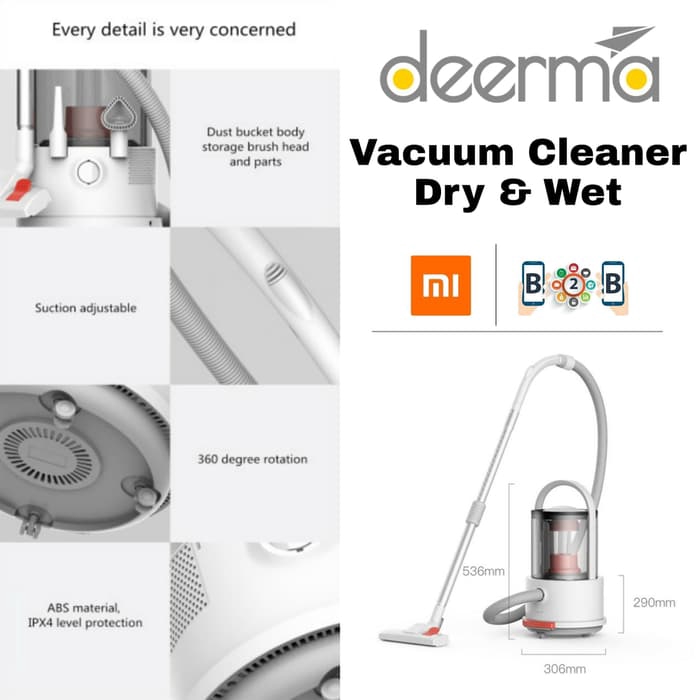 DEERMA Vacuum Cleaner Dry and Wet DEM-TJ200 | Shopee Indonesia