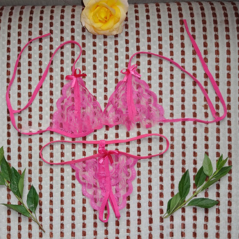 SC✌ BS001 LINGERIE SEXY WOMEN Set Bra G-String Bahan Lace BH CEWEK G-STRING RENDA PAKAIAN DALAM COD-ROSE