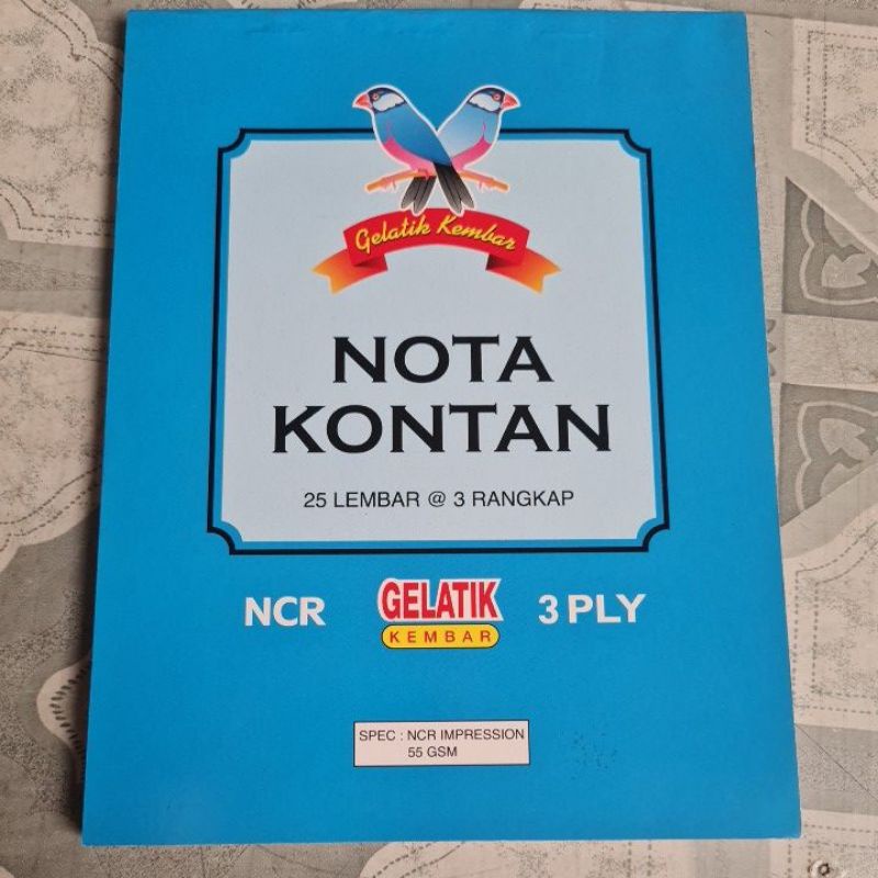 

nota kontan 3ply gelatik kembar NCR IMPRESSION 55Gsm kecil