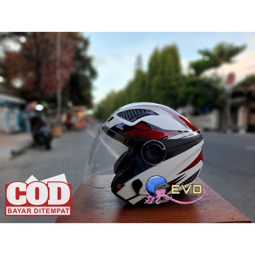 HELM ZEUS ZS - 610 MOTIF WHITE / 0014 RED