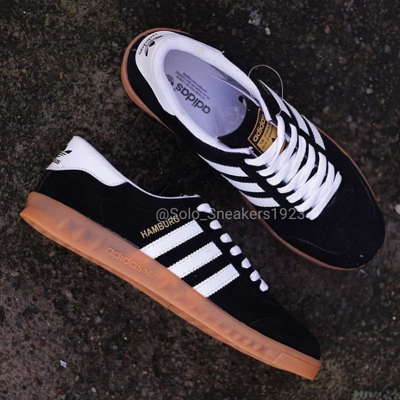 TERLARIS SEPATU SNEAKERS KASUAL Adidas Spezial / Munchen / Samba / Hamburg MURAH Bayar Di Tempat-Hamburg Black White