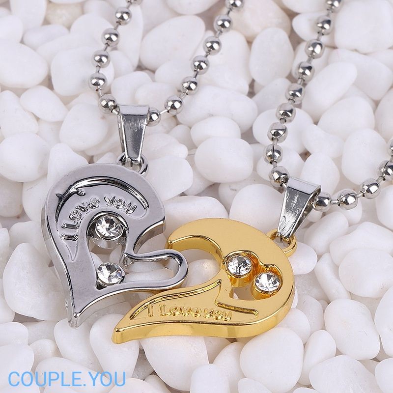 Kalung Couple Love Emas&Putih Kado spesial Pasangan