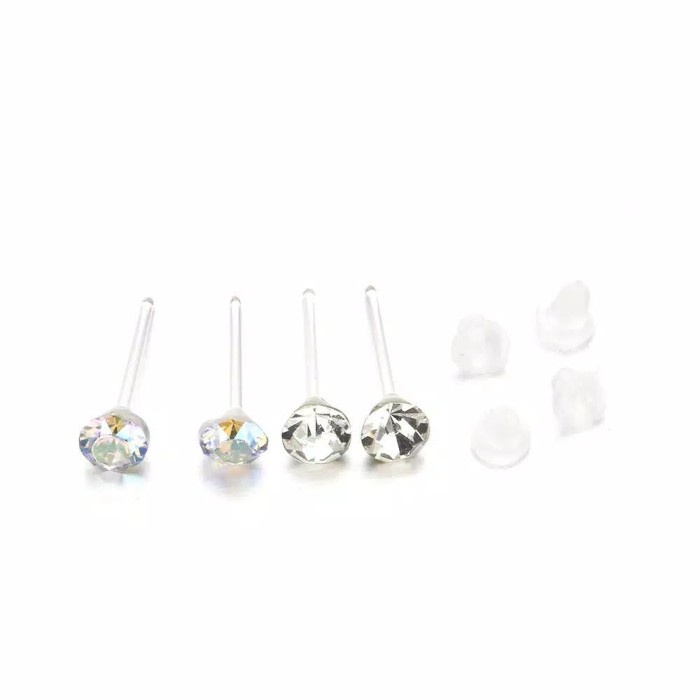 Anting Tusuk Wanita Berlian Imitasi Simple Ukuran 5mm 1 Set Isi 20 Pas