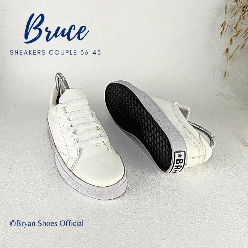 Bryan Calleb Sneakers Couple Tali Putih Polos Kuliah Kerja Sekolah Sepatu Kets Pria Wanita Unisex 36-40 41 42 43 Jumbo Bigsize Oversize