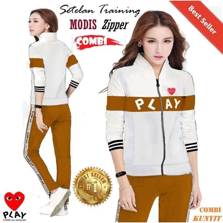 LVB Setelan Training Zipper Wanita/Track Suit Wanita/Setelan Olahraga Wanita/Uk.L-XL PLAY ZIPPER COMBI