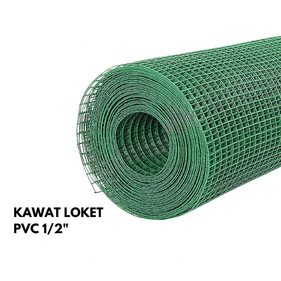 KAWAT LOKET PVC RAM AYAKAN 1/2&quot; 10M KANDANG TAMBAK/Kawat loket hijau anti karat Kawat kandang Ayakan