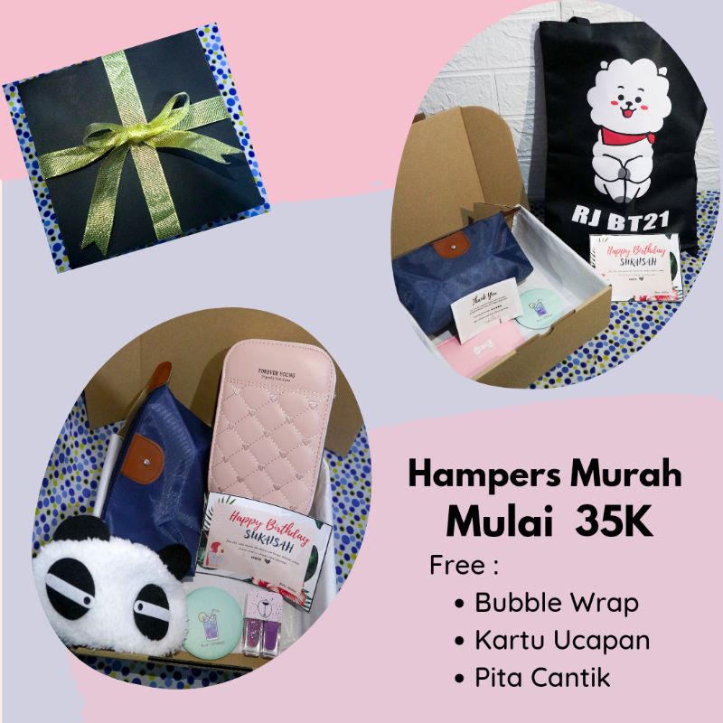 HAMPERS / GIFT / KADO ULANG TAHUN / ANNIVERSARY  BTS KUALITAS TERBAIK FREE KARTU UCAPAN DAN BUBBLE W