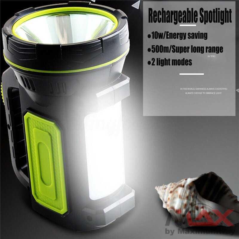 Senter LED SUPER TERANG outdoor Super Bright Rechargeable 10W 13500 Lumens waterproof anti air 13500LM Portable LED Spotlight Camping Lantern Waterproof Flashlight Searchlight USB Rechargeable Hiking Light Portable Torch