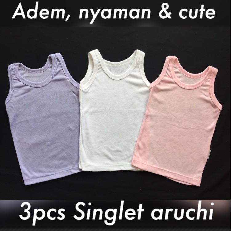 3pcs ARUCHI / Simson Singlet Kaos Dalam Bayi NEWBORN, SML Simson Baby CBKS