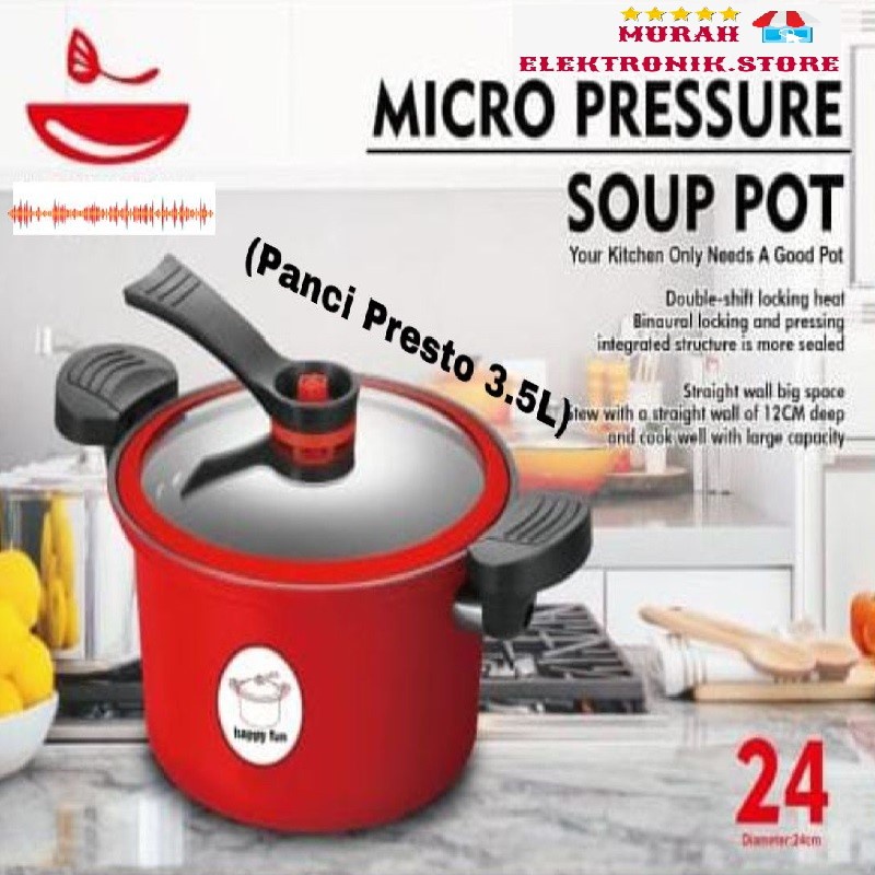 Panci Presto Teflon Totipotent Micro Pressure Cooker Pot 3.5L Anti Lengket