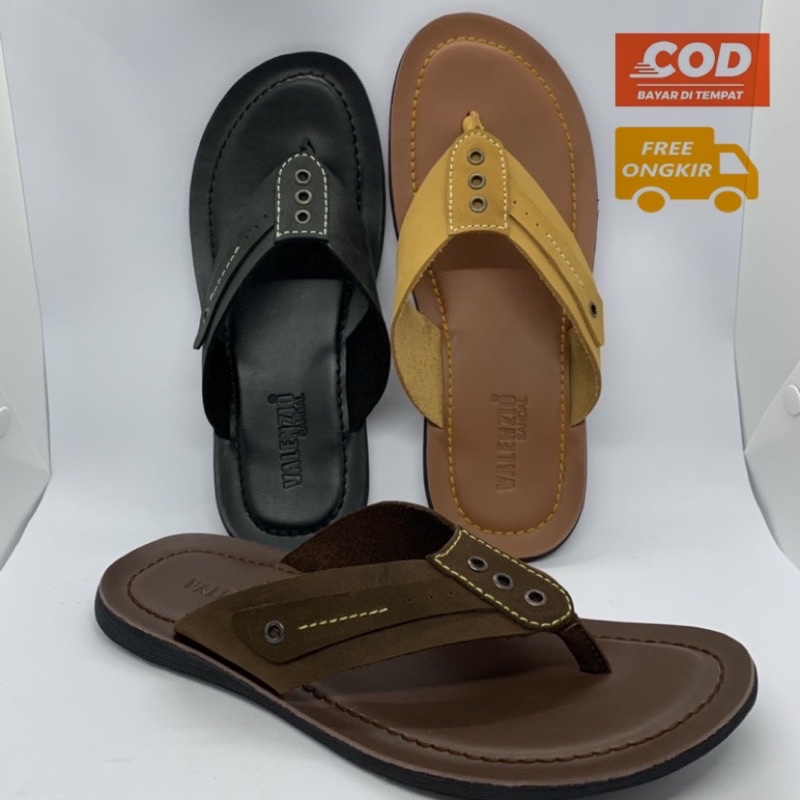 SENDAL KULIT PRIA | SENDAL VALENZIO | SENDAL JEPIT KULIT PRIA