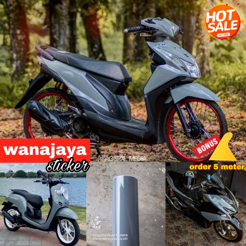 STIKER SKOTLET MOTOR WARNA ABU ABU DOFF / GLOSSY / STICKER SCOTLITE MOTOR WARNA SILVER GLOSSY / DOFF