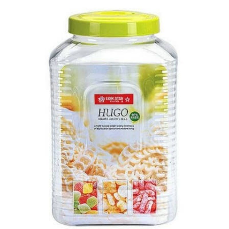 TOPLES KERUPUK PLASTIK HUGO SQUARE JAR LIONSTAR 20 LITER