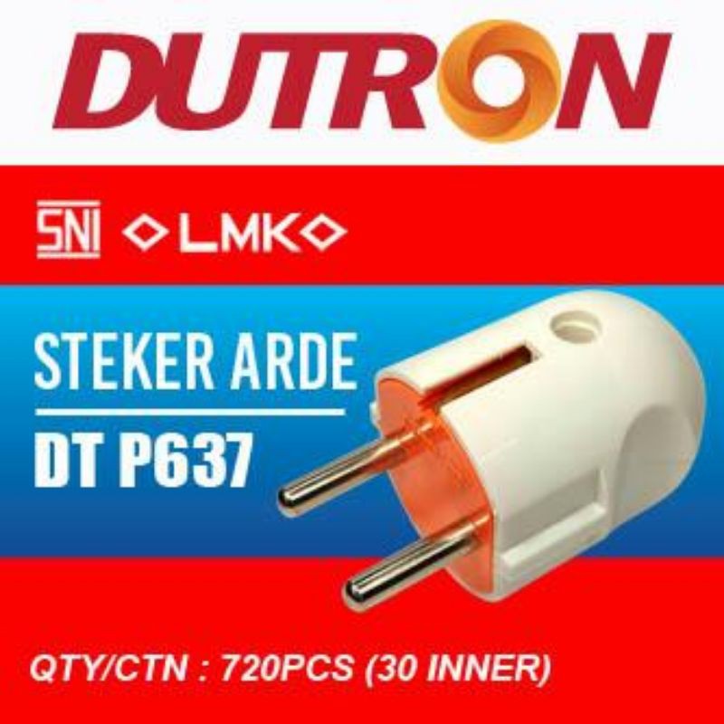 Steker arde bulat DUTRON Colokan listrik bulat pin kuningan