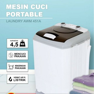 mesin cuci portable ARASHI AWM 451A - 4.5 liter - mesin kuat - garansi 3 tahun