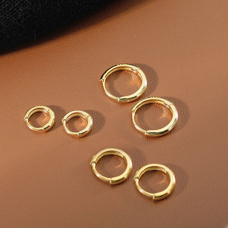 [ACKER] Aksesoris Anting Hoop Perak Minimalis Bulat Anting-Anting Wanita 6 Mm/8 Mm/10 Mm/12 Mm Huggie Korea Hadiah Sederhana Telinga