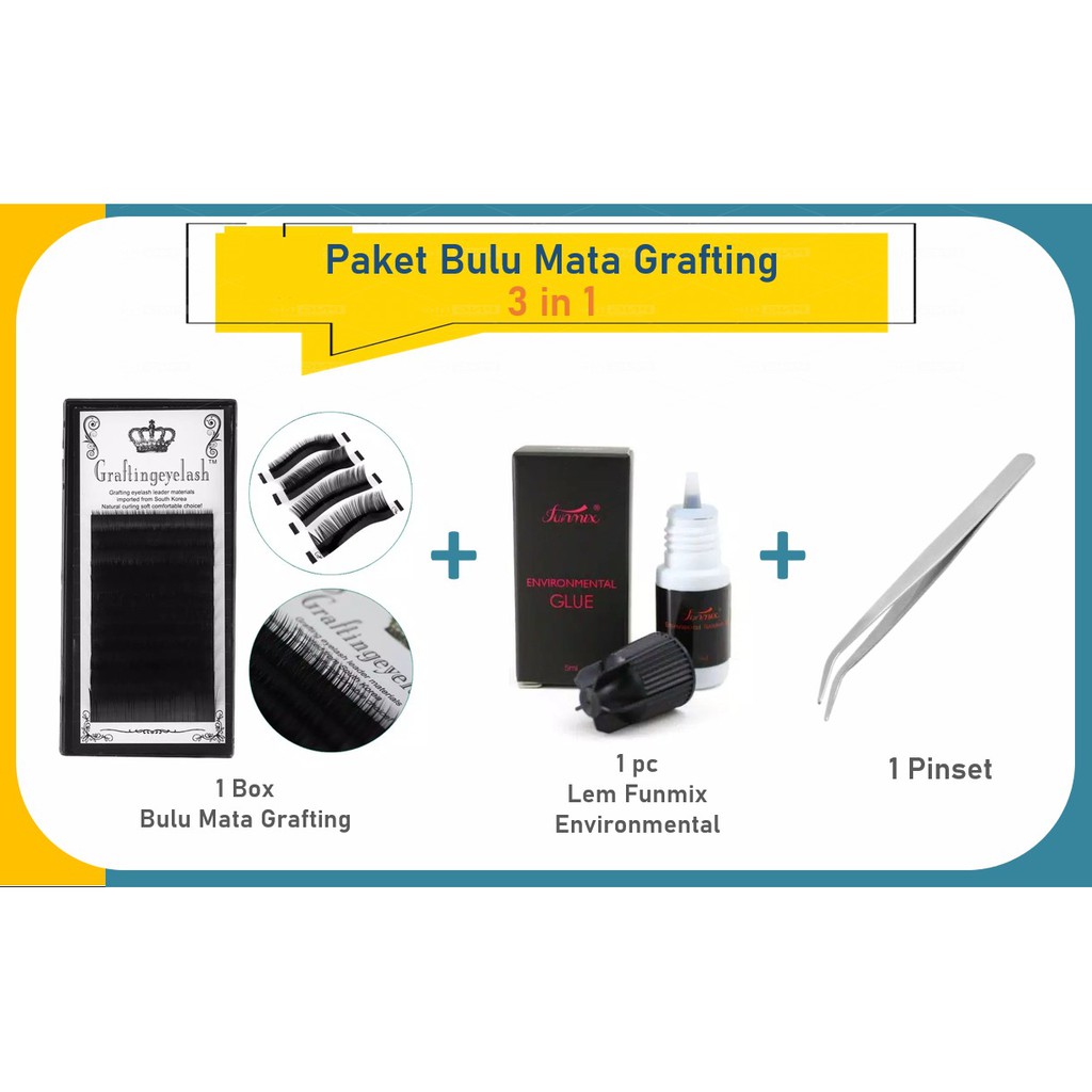 Paket Bulu Mata Tanam Grafting Eyelash 3in1