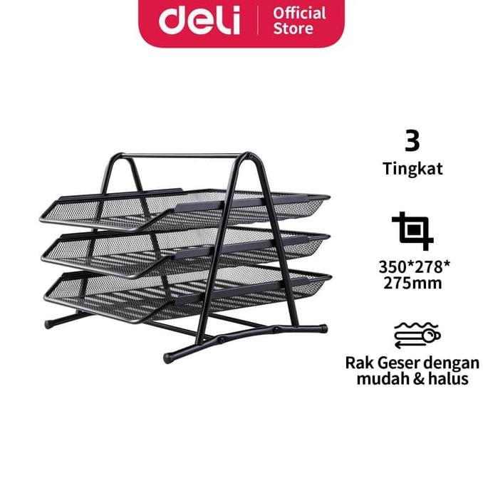 

(COD) Deli E9181 File Tray/Tray Dokumen-3-tier Mesh File Tray PROMOKode 2058