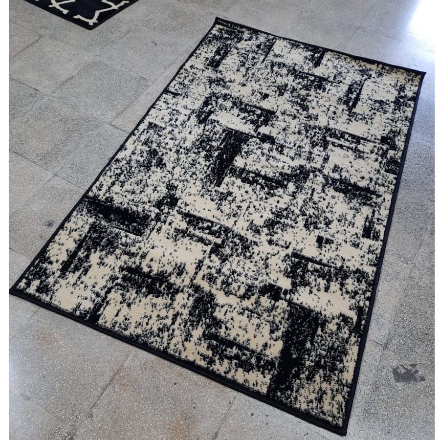 KARPET MAROC, GALAXY 04, KARPET LANTAI PREMIUM 100X150, BULU TEBAL, HITAM & CREM-2