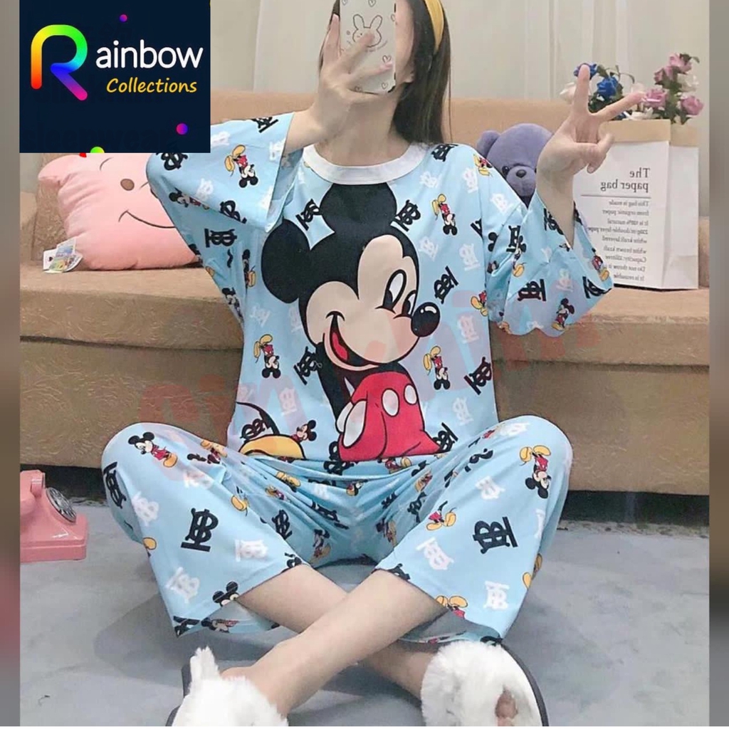 NEW Setelan Oversize 8/9 /Baju Tidur Dewasa CP /Bahan SPANDEK Import motif BIGSIZE
