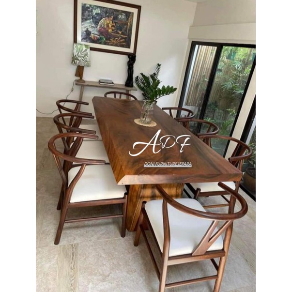 Meja Makan Minimalis Set kursi Makan Kayu Trembesi Meja Makan Kursi 8
