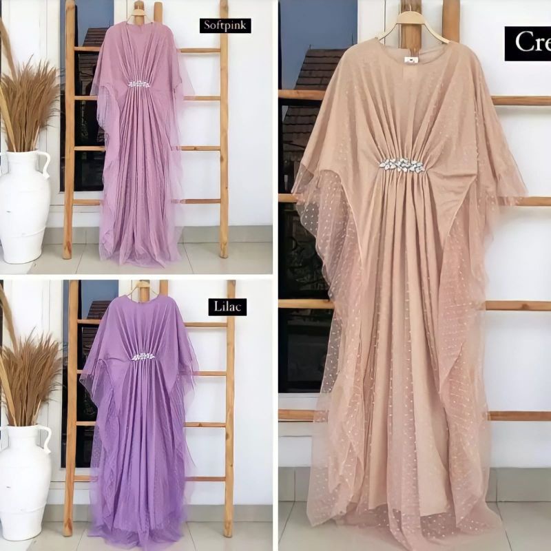 Kaftan Gamis Moscrepe Wanita Terbaru/ Gamis pesta Mewah/ Gamis elegan murah 2022