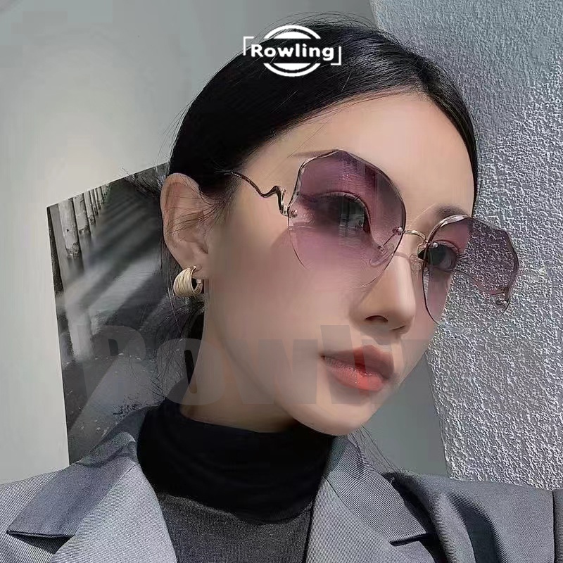 Rowling(ka-120)Kacamata Hitam Terbaru Wanita Style Tanpa Bingkai Titanium/Kacamata Fashion Murah Import Wanita Kacamata Fashion