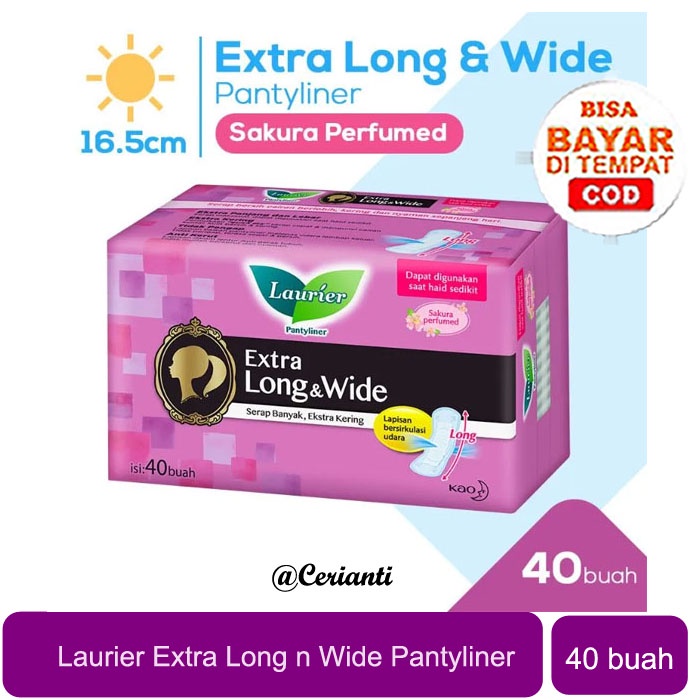 Laurier Pantyliner Extra Long&amp;Wide Non Perfume 40S_Cerianti
