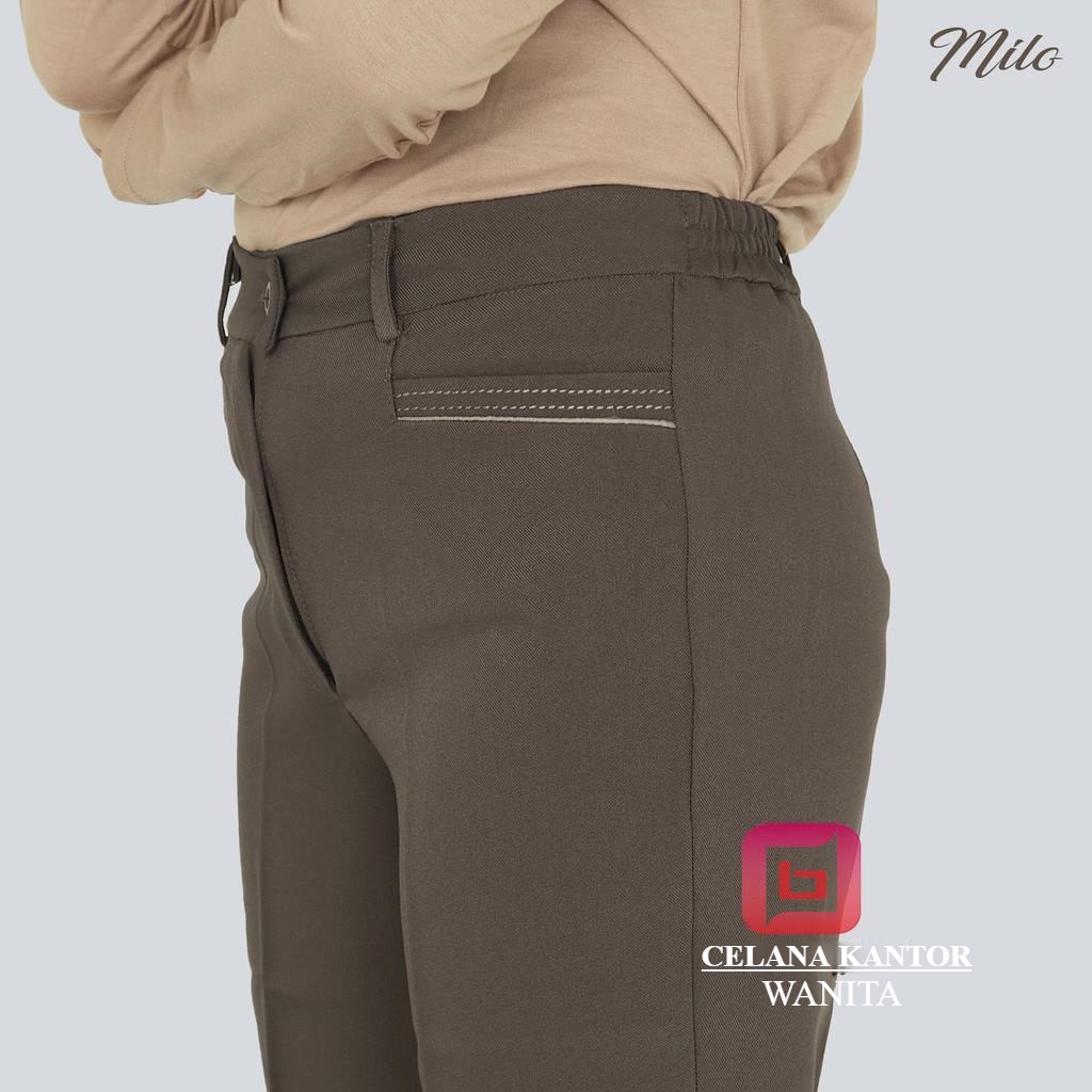 celana formal kerja kantor bahan pinggang kancing resleting karet sisi samping semiwool jumbo wanita tinggi premium
