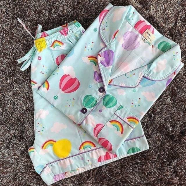 Baju tidur kartun hijau piyama wanita anak anak dan Baju tidur kartun hijau piyama wanita anak anak dan