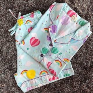 Baju tidur kartun hijau piyama wanita anak anak dan Baju tidur kartun hijau piyama wanita anak anak dan