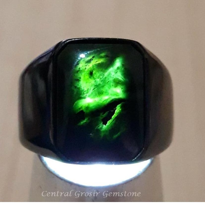 Menarik.. Cincin Batu Akik Asli Black Jade Giok Hitam Original