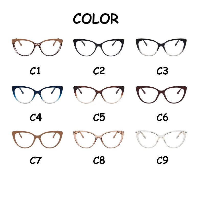 （YUZHU）COD Replaceable lenses Desain Merek Barat Retro Cat Eye Kacamata Bingkai Wanita