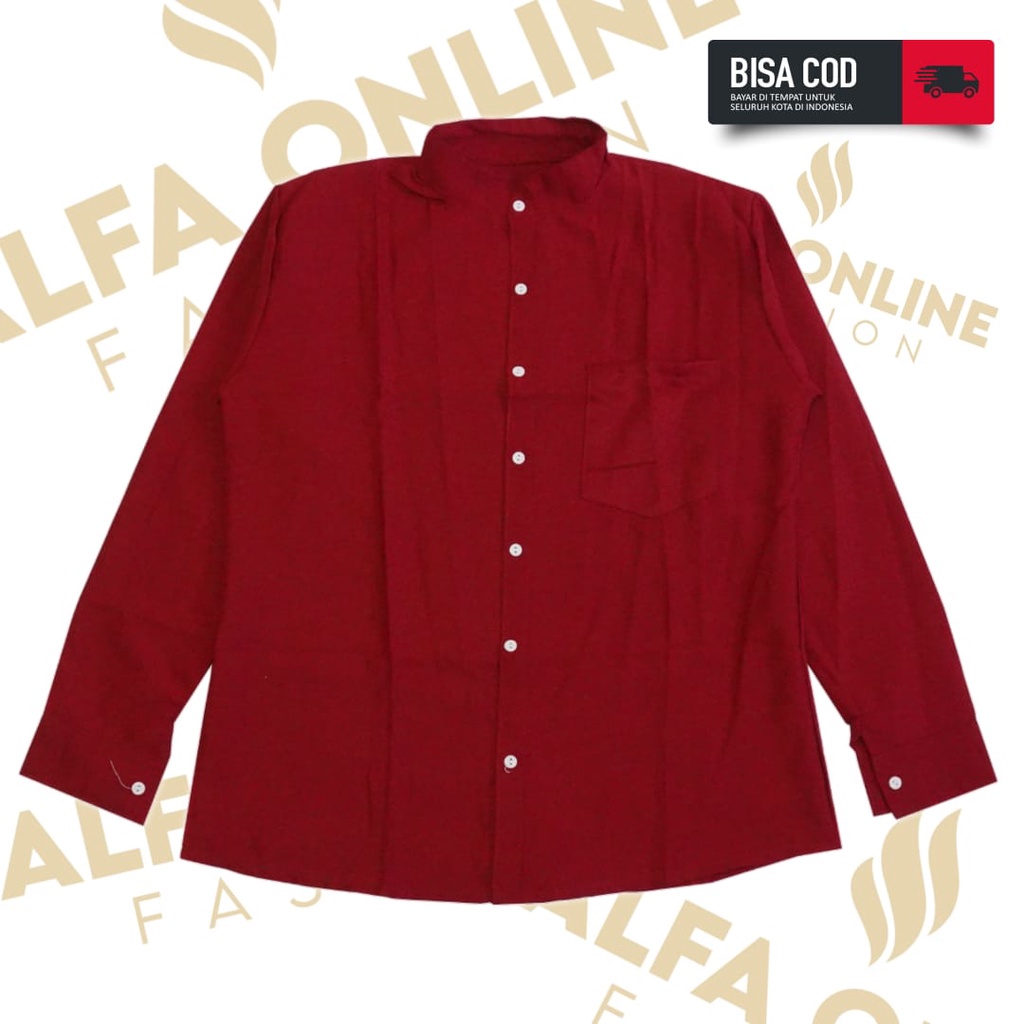 kemeja pria MOSCREPE/KEMEJA MAROON PRIA/kemeja polos pria/kemeja polos bandung/kemeja pria lengan pa