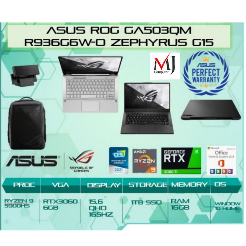 ASUS ROG ZEPHYRUS G15 GA503QM R9 5900HS 16GB 1TB RTX3060 165Hz