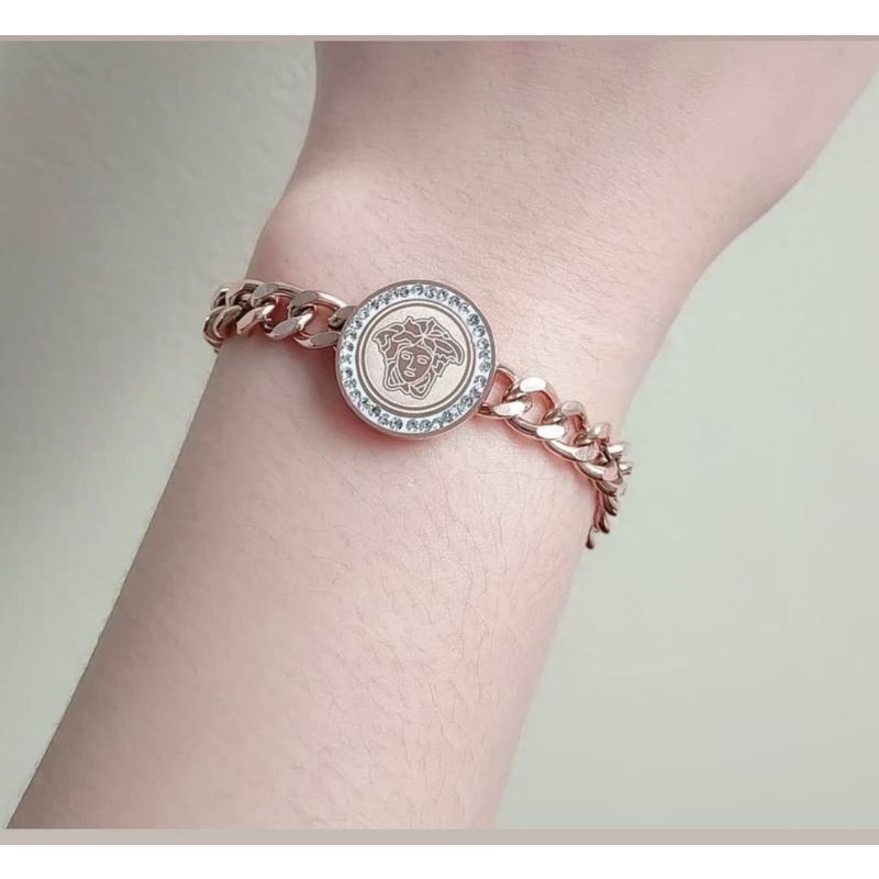 Gelang Aksesories Versace Rose Gold titanium import anti karat