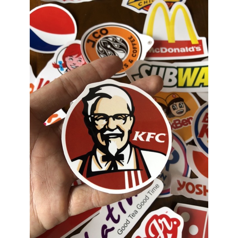 Stiker popular brand sticker foodies paket stiker food logo french fries tumbler laptop junk food