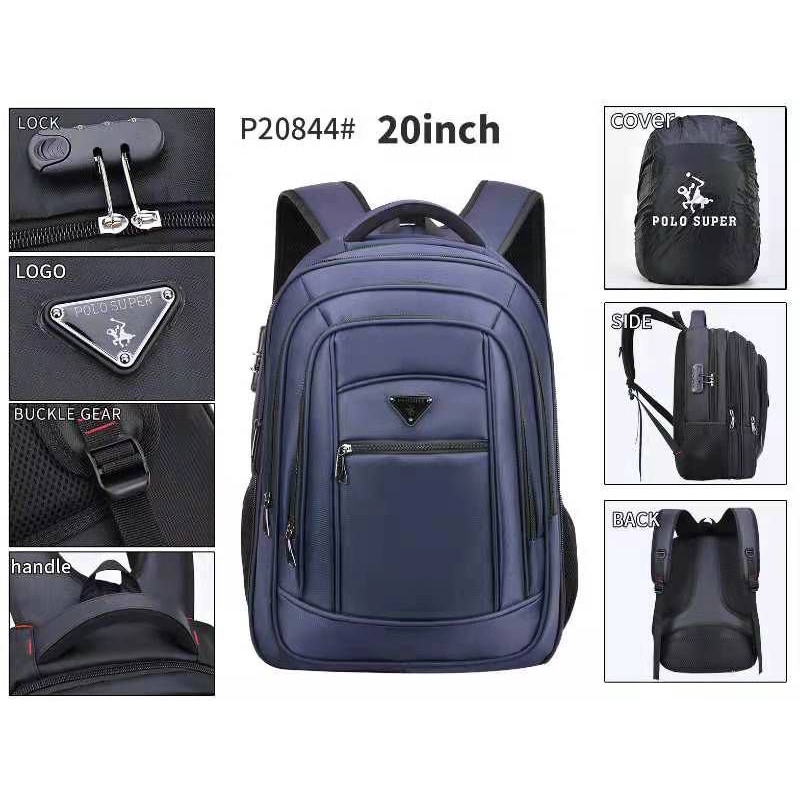 POLO SUPER - Tas Pria Ransel Laptop 20 inc Backpack Expanding Jumbo Import USB Portable Original