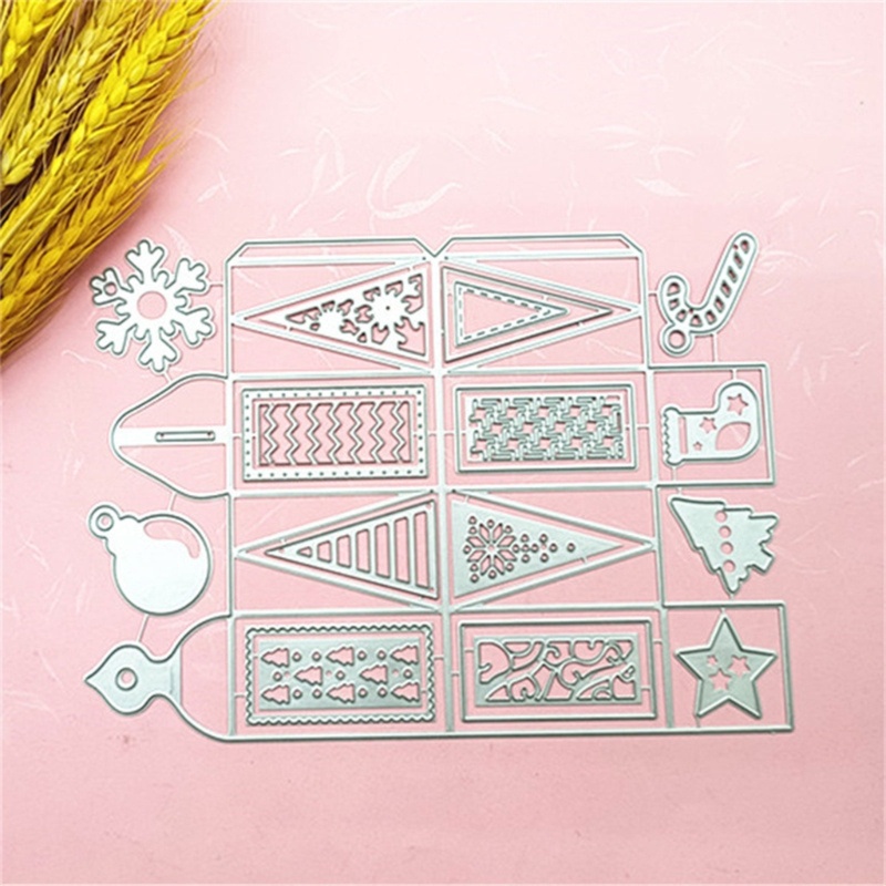 Cetakan Stensil Cutting Dies Motif Kotak Hadiah Natal Bahan Metal Untuk Scrapbook / Craft Diy