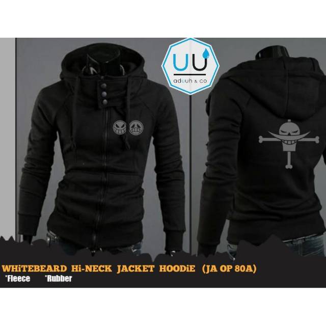 Jaket Anime Whitebeard Hi-Neck Black Best Seller
