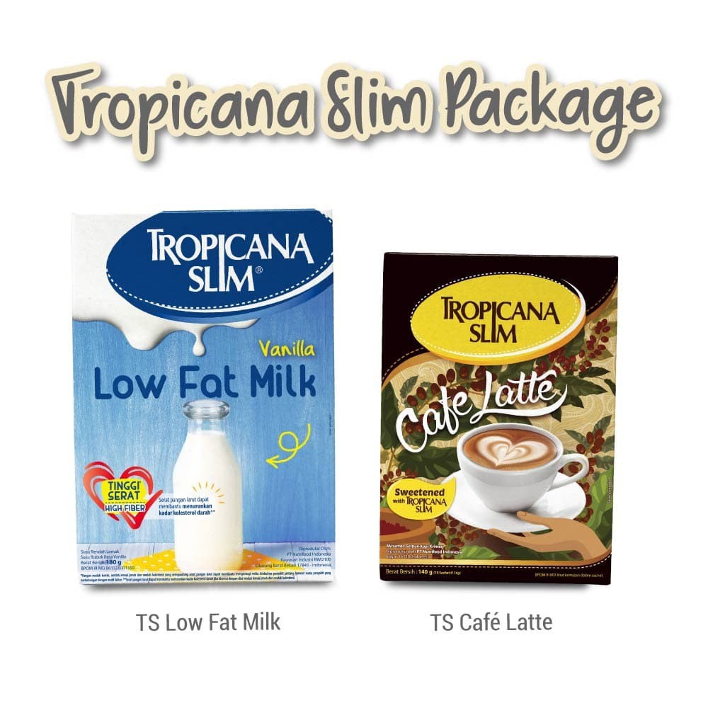 

PROMO TROPICANA SLIM PACKAGE: LOW FAT MILK 500GR + SUGAR FREE CAFE LATTE TERMURAH