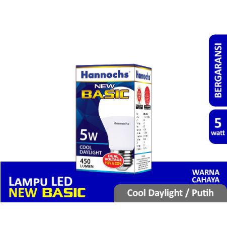 Lampu LED Hannochs Basic LED Bulb 5W Putih GARANSI