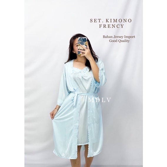 MDLV ~ Baju TIdur Set Kimono Frency 2in1 dress + Outer Baju Tidur Dewasa Fashion Import