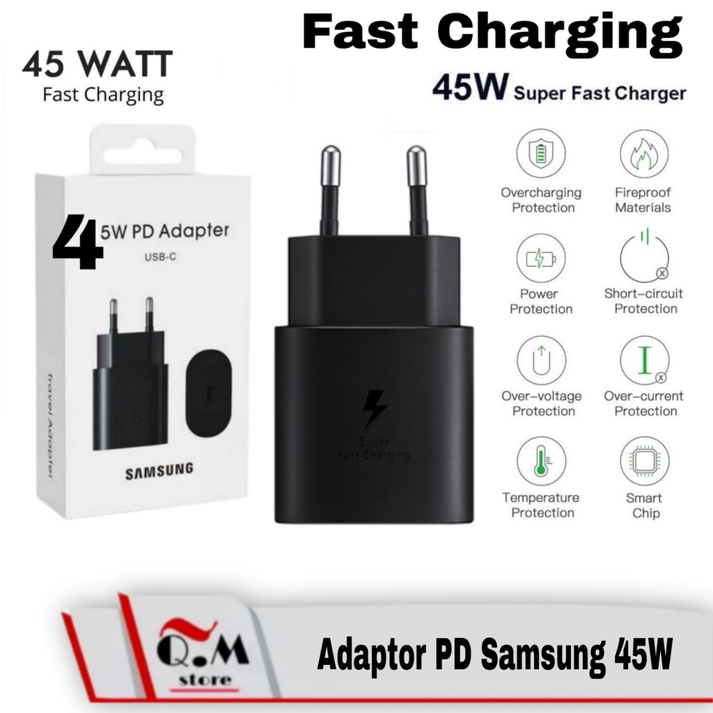 Charger Samsung Type C Fast Charging 45 Watt Universal Kabel C to C Original Samsung Note10, A70, A80, S21 ULTRA BATOK Samsung