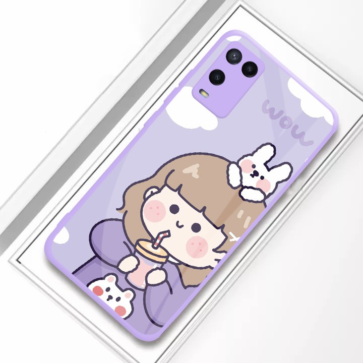 [U6] Softcase Kaca Bezel Lilac Oppo A54 - Softcase Mirror Oppo A54 - Case Kaca Oppo A54 -  Softcase 