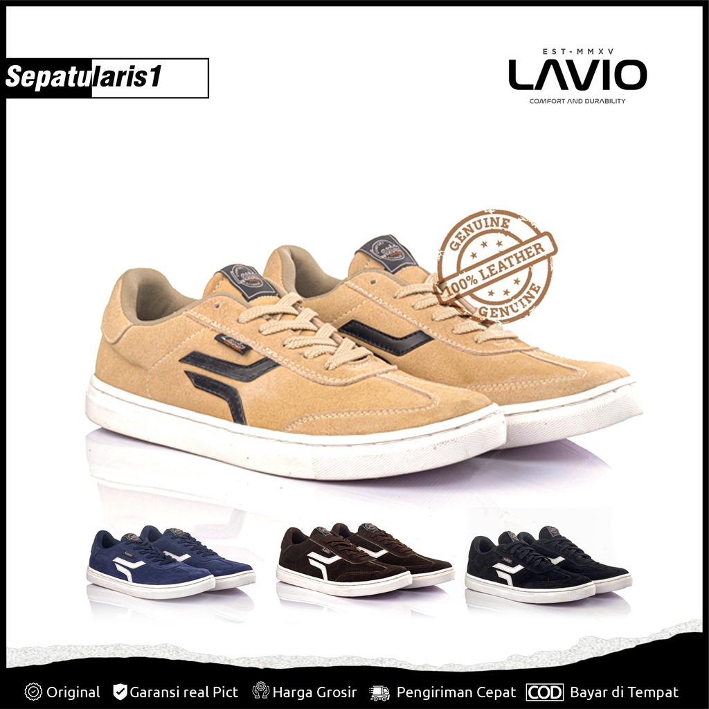Lavio Light Sneakers Kulit Asli Sepatu Skaters Kulit Original Grosir Termurah