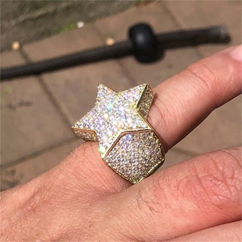 Wonder CZ Bintang Cincin Hadiah Anniversary Fashion Hias Berlian Imitasi Diamond Hip Hop