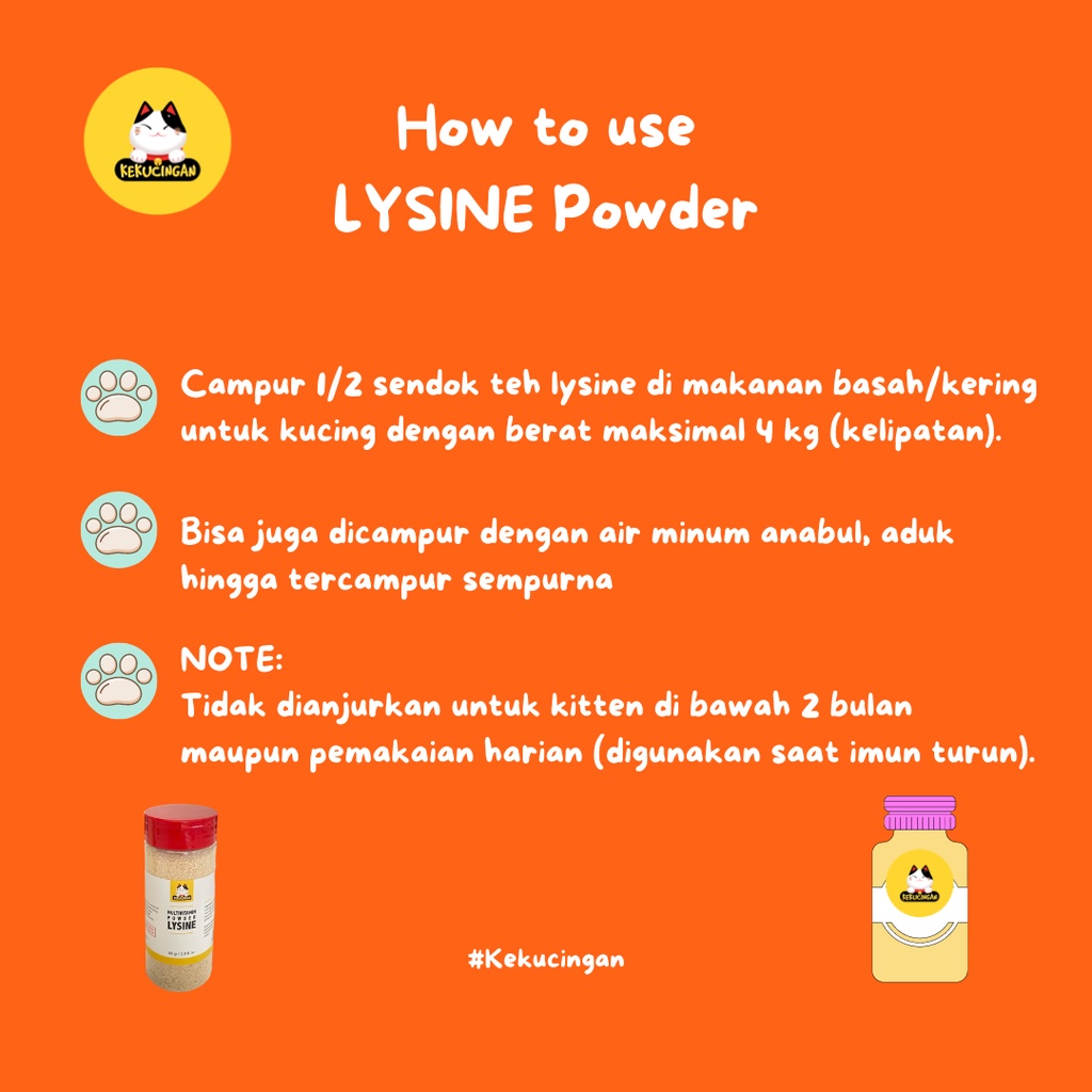 Pure Lysine Powder Multivitamin Penggemuk Kucing Penambah Nafsu Makan 80 gram